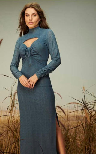 Blue Turtleneck Dress
